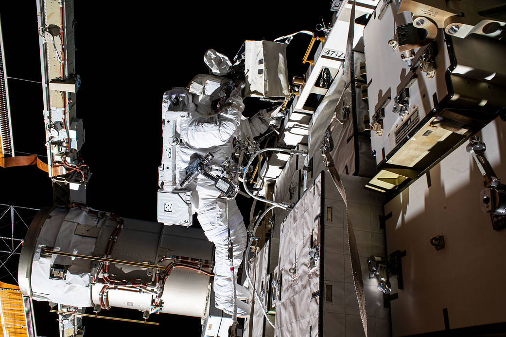NASA astronaut Bob Behnken during a spacewalk