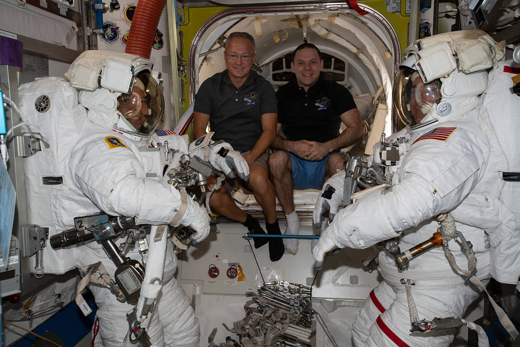 Expedition 63 crewmates assists spacewalkers