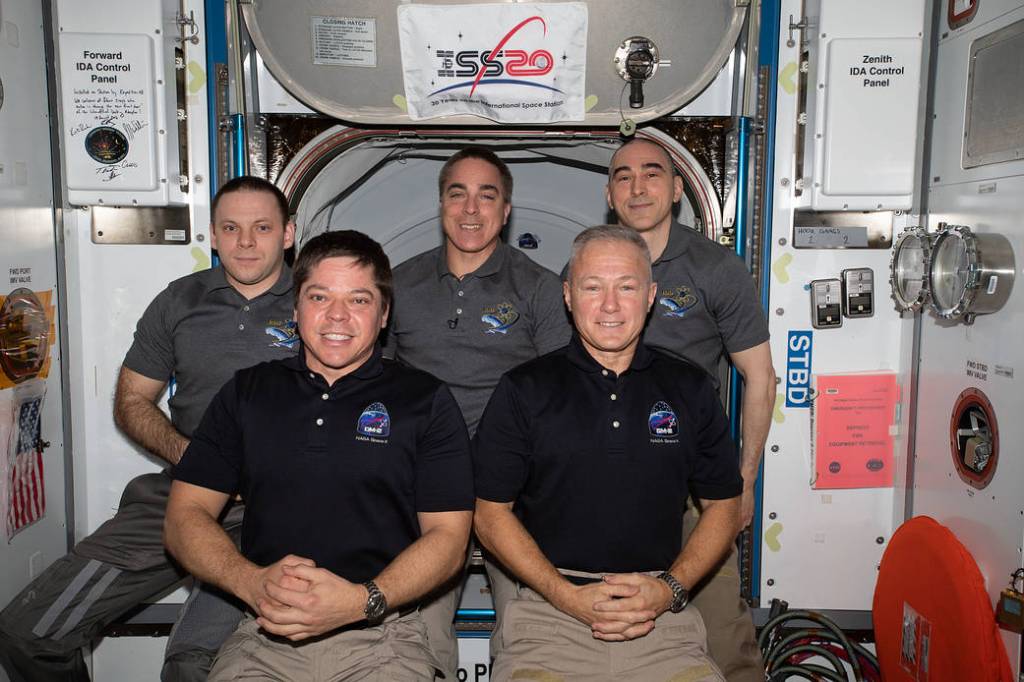 The Expedition 63 crew gathers for a final portrait