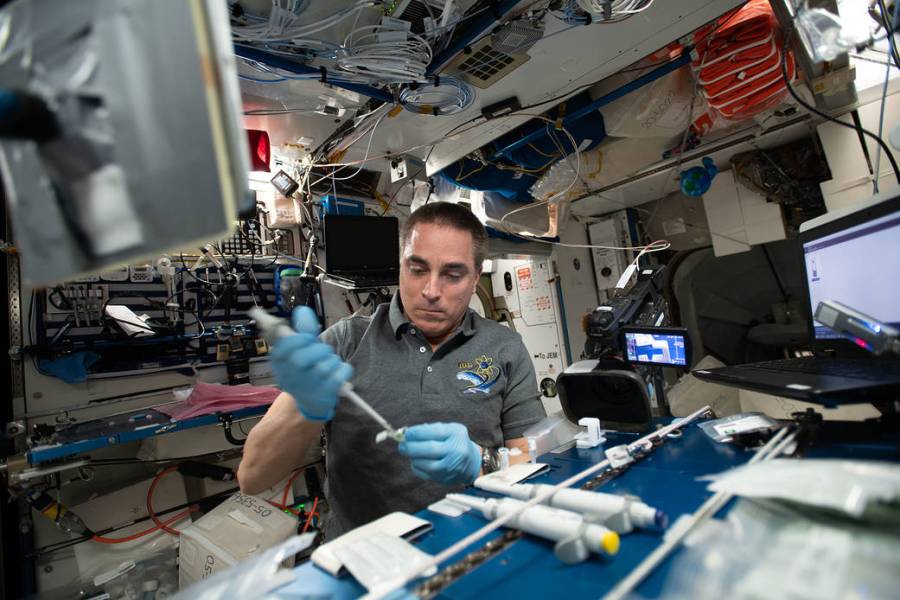 Astronaut Chris Cassidy sequences microbial DNA samples