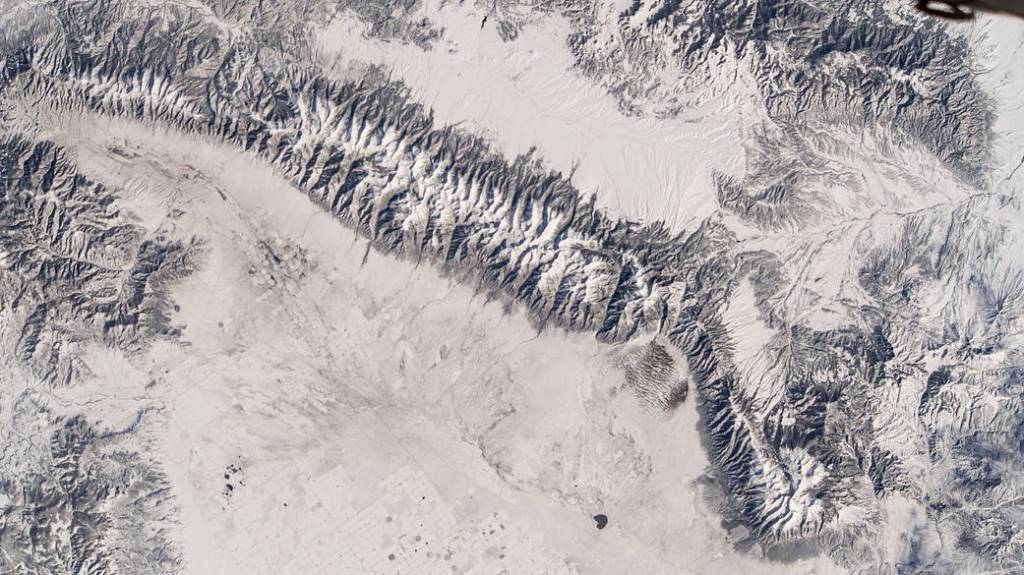 Snow-capped peaks along the Rocky Mountain range in Colorado