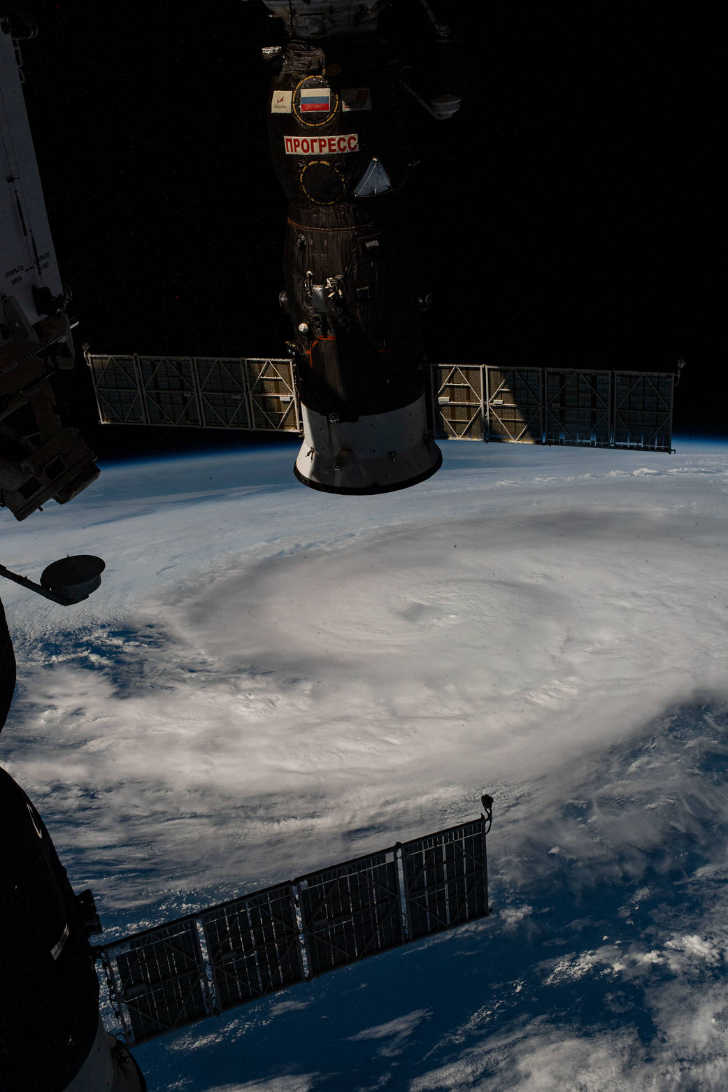 Hurricane Zeta pictured from the Space Station