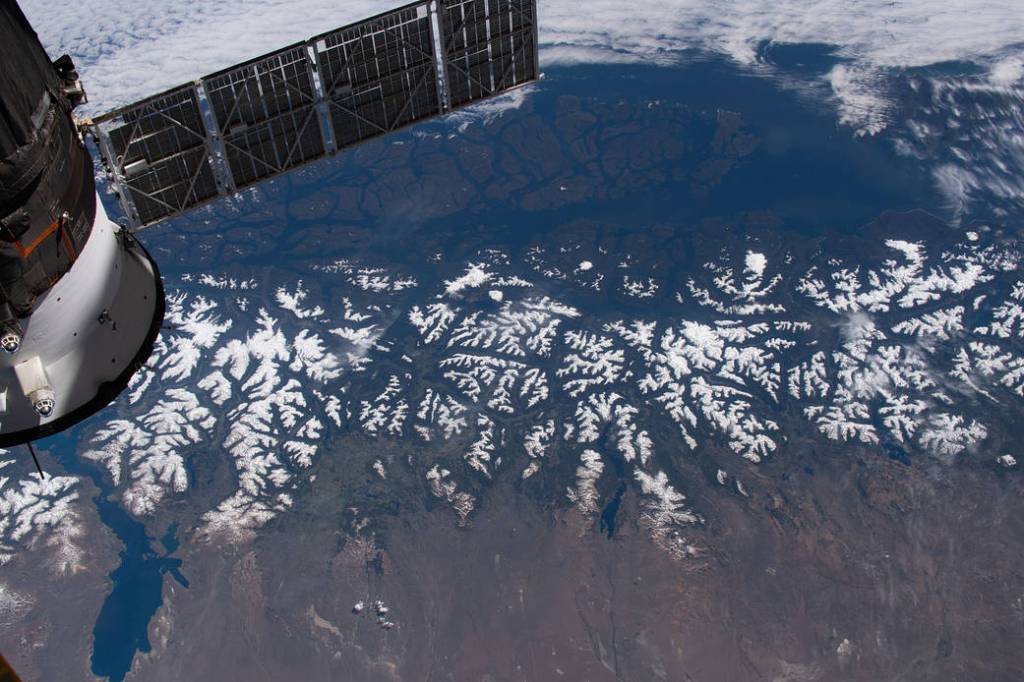 The snow-capped peaks of the Andes Mountains