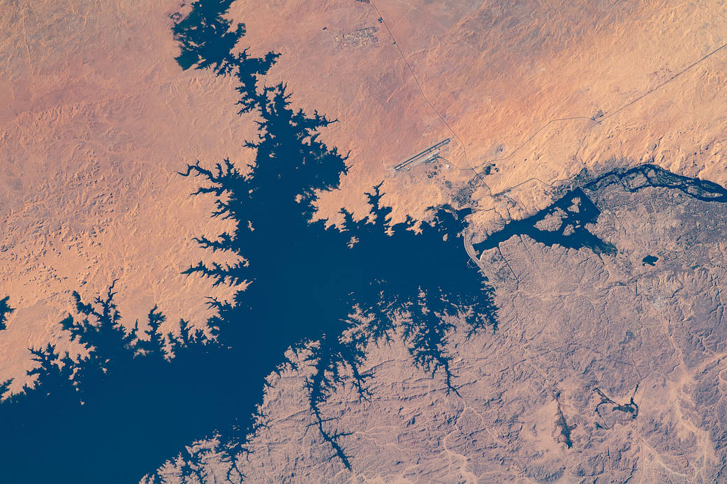 The Aswan Dam separates Lake Nasser from the Nile River