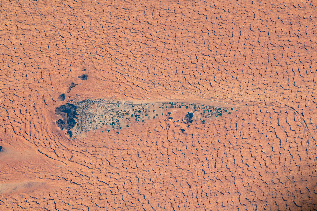 The city of Jubba, Saudi Arabia, surrounded by the Nefud Desert