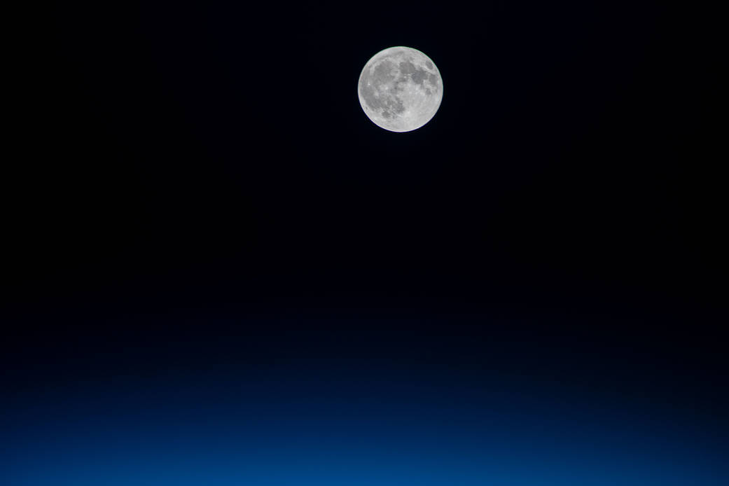 The full Moon above the Atlantic Ocean
