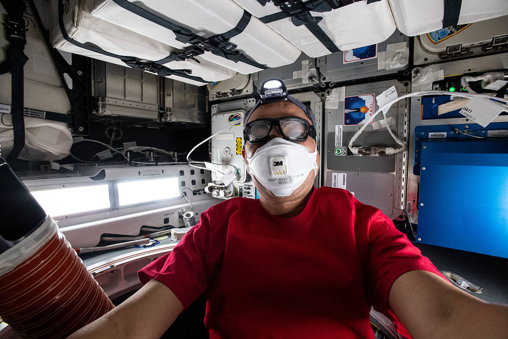 JAXA astronaut Sochi Noguchi in the SpaceX Cargo Dragon