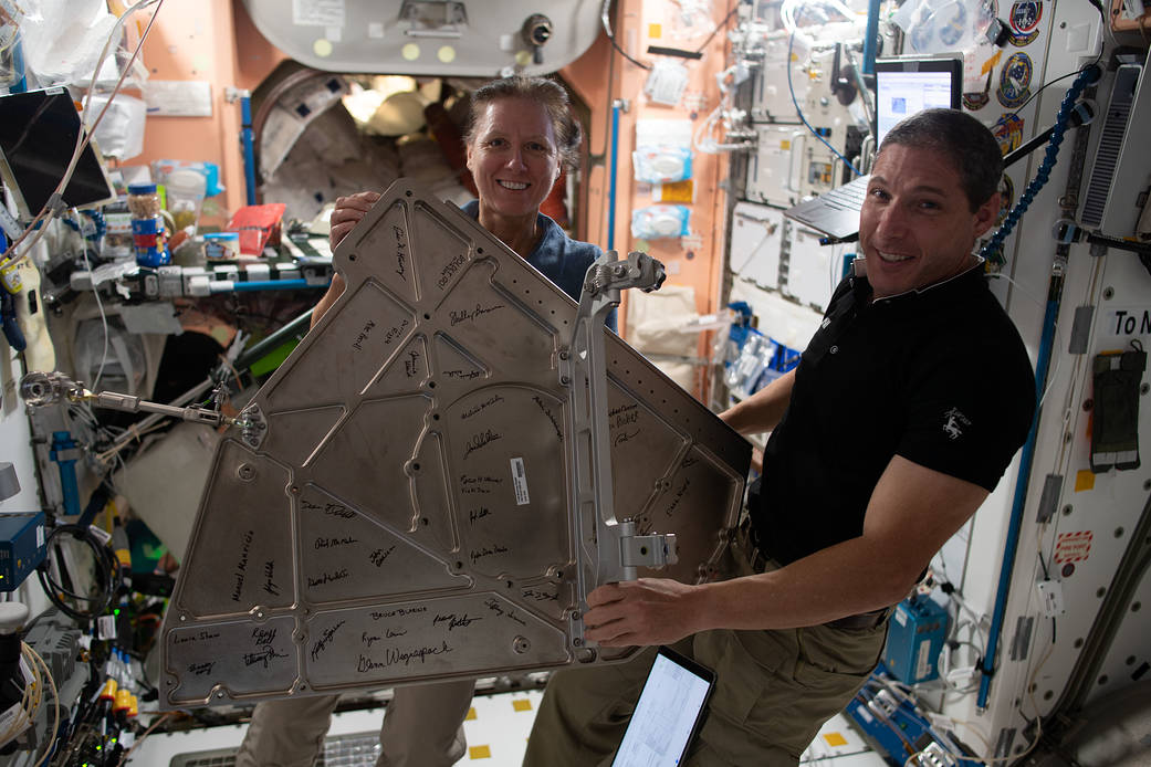 NASA astronauts Shannon Walker and Michael Hopkins