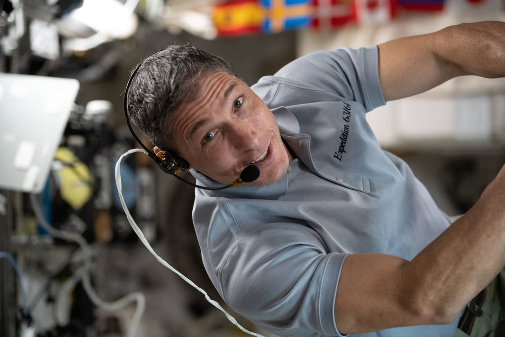 Astronaut Michael Hopkins is pictured during science activities