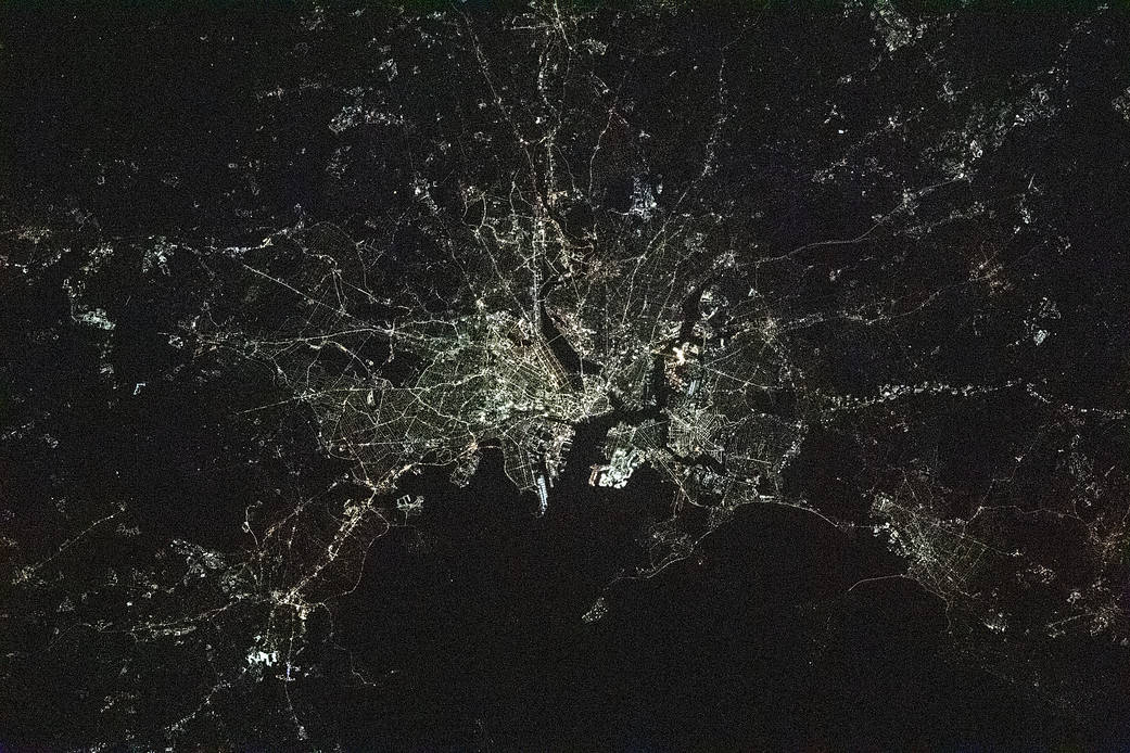 Night time photograph of Boston, Massachusetts