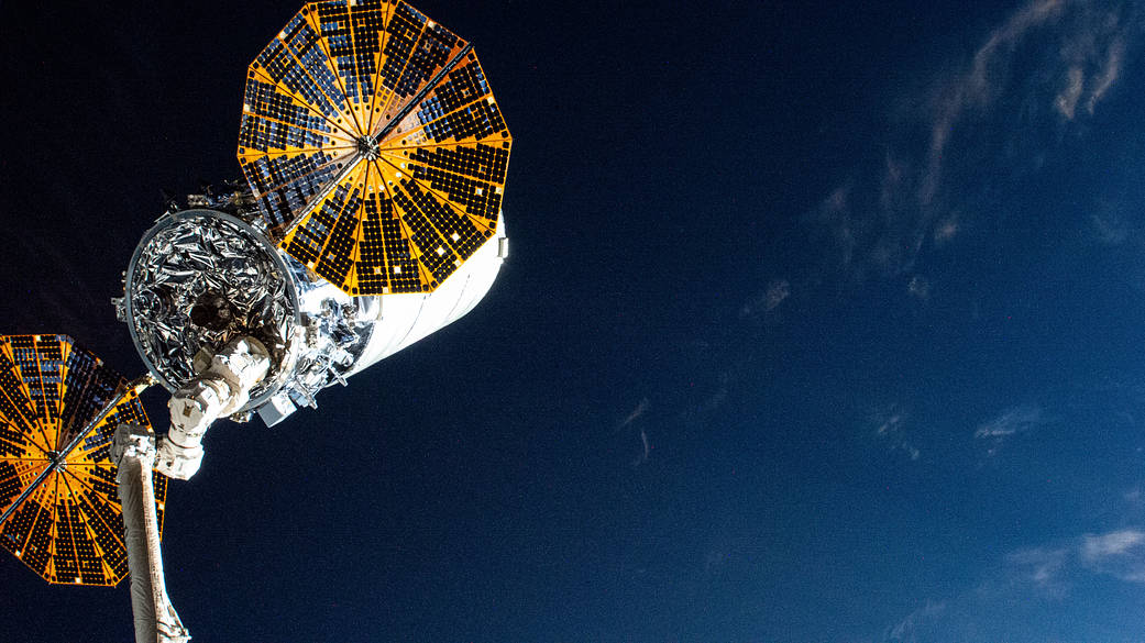 Cygnus space freighter departs the International Space Station