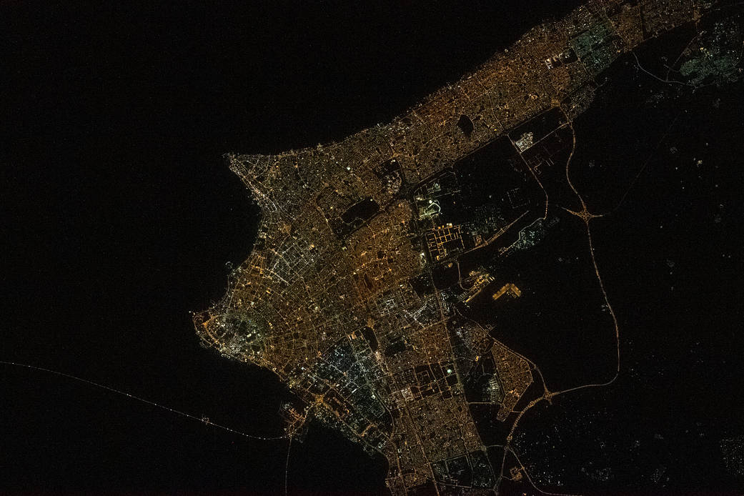 Night time shot of Kuwait City