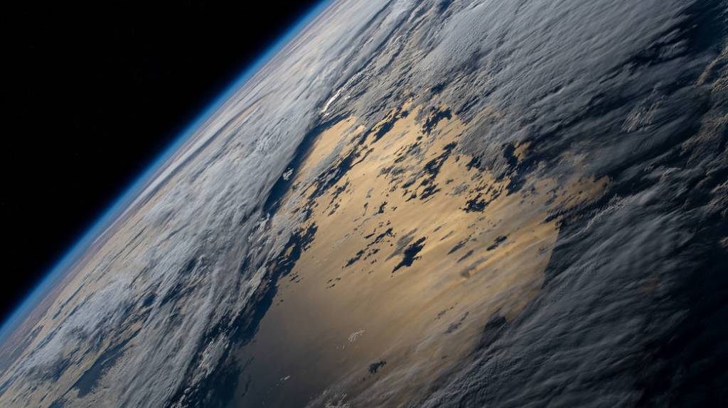 The Earth’s horizon and a cloudy Pacific Ocean