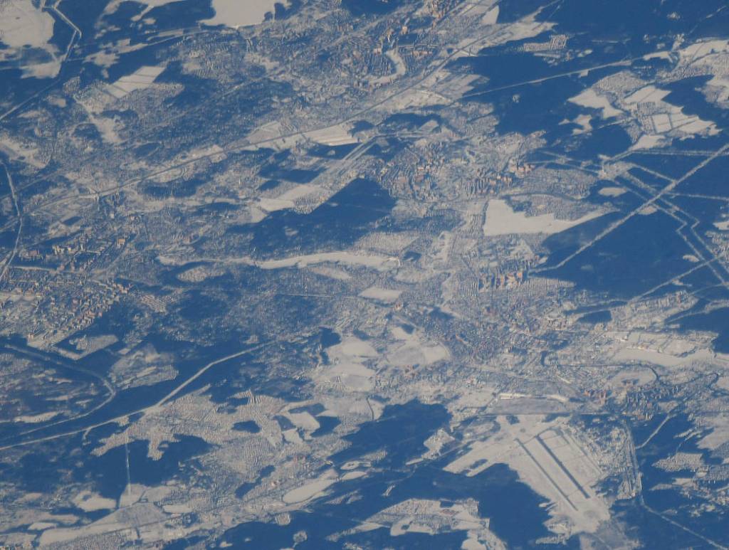An icy, snow-covered northeast Moscow