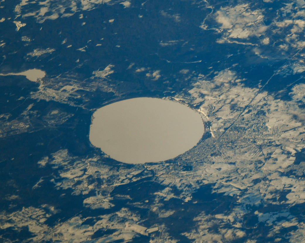 The ice-covered Lake Pleshcheyevo