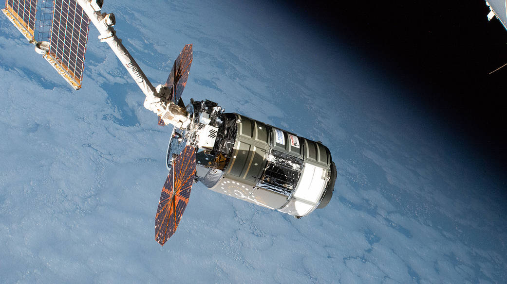 The Cygnus space freighter after its robotic capture