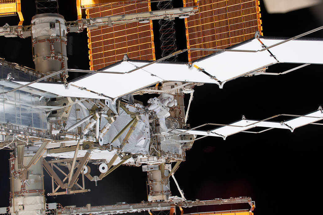 NASA spacewalkers Michael Hopkins and Victor Glover