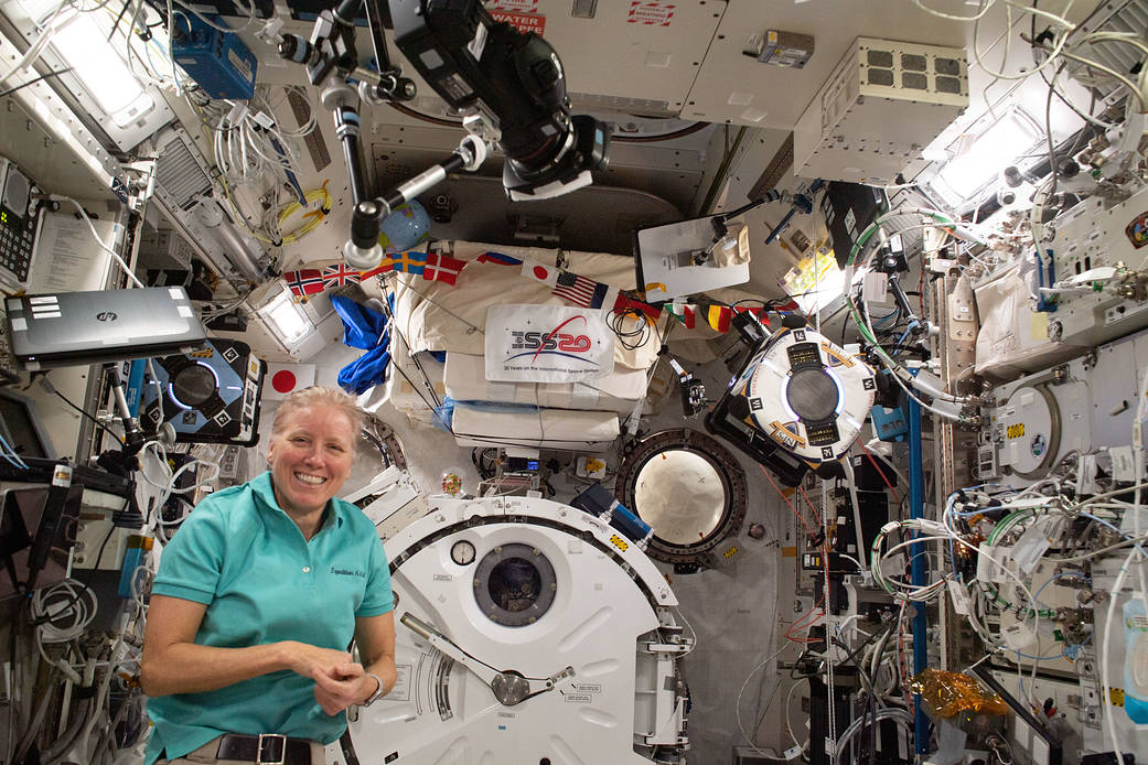 Astronaut Shannon Walker inside the Kibo laboratory module