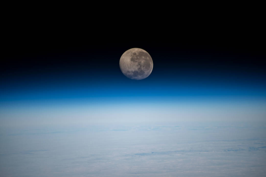 Waning gibbous Moon above the Earth's horizon