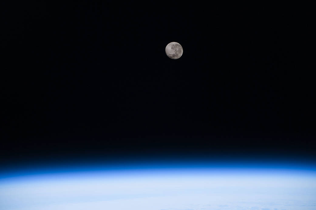 Waning gibbous Moon above the Earth's horizon