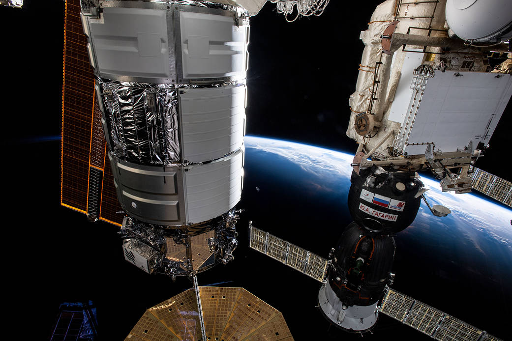 U.S. Cygnus and Russian Soyuz spaceships