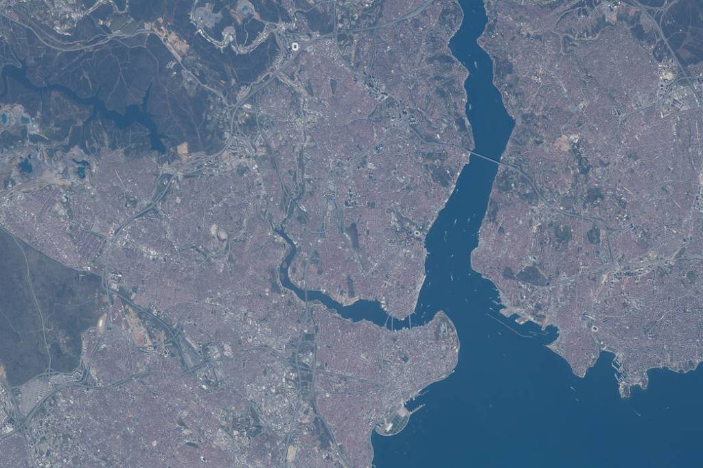 Istanbul, Turkey, split by the Golden Horn and the Bosphorus Strait