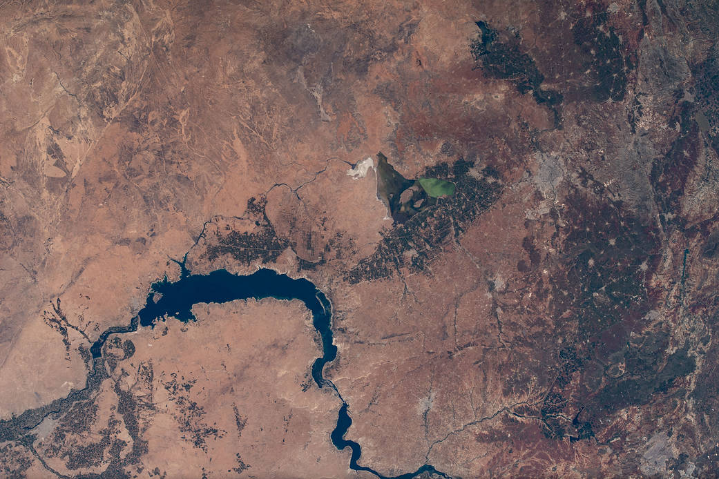 The Euphrates River flows through Lake Assad in Syria