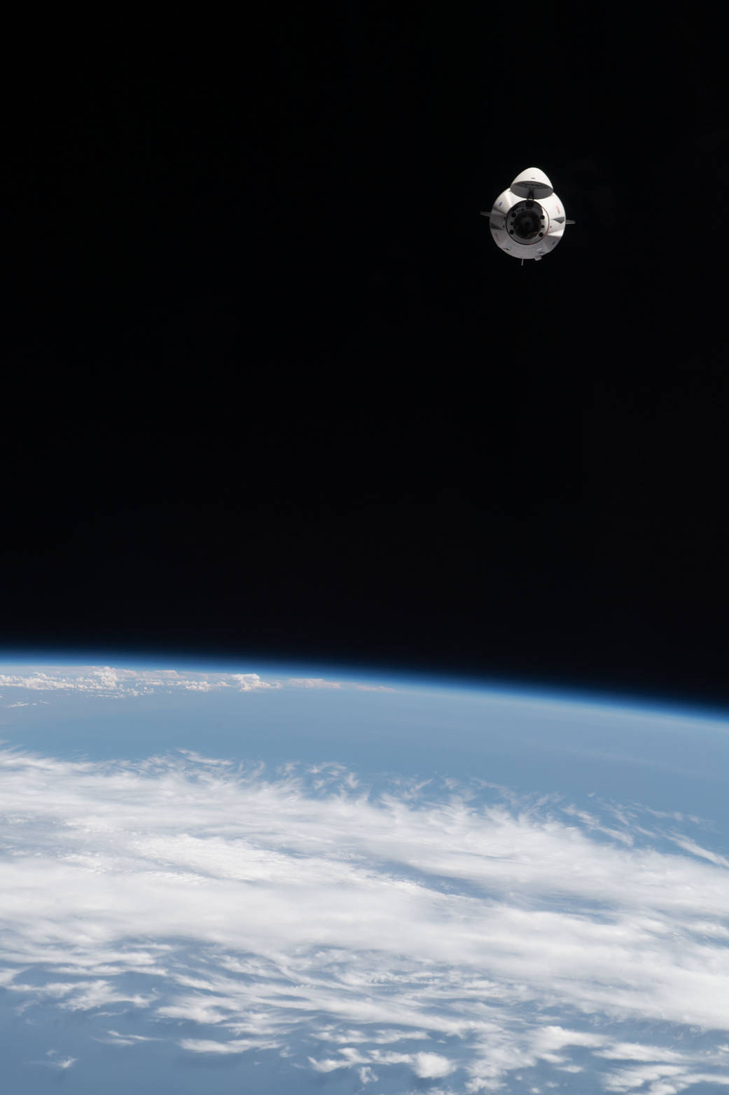 The SpaceX Crew Dragon Endeavour approaches the space station
