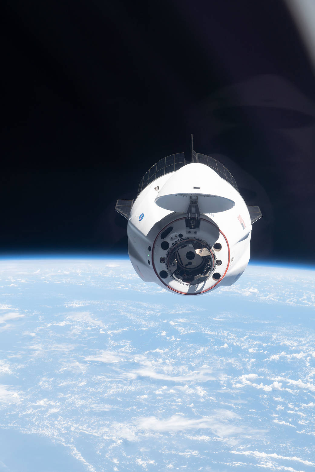 The SpaceX Crew Dragon Endeavour approaches the space station