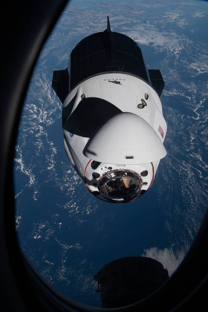 The SpaceX Crew Dragon Endeavour approaches the space station