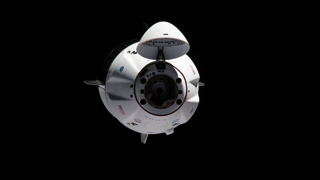 The SpaceX Crew Dragon Endeavour approaches the space station