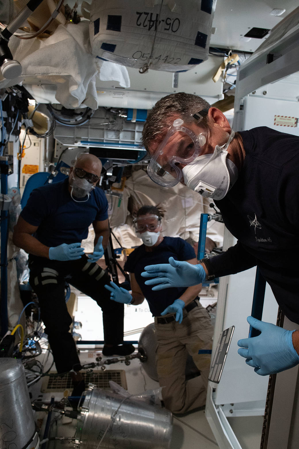 NASA astronauts Victor Glover, Megan McArthur and Shane Kimbrough