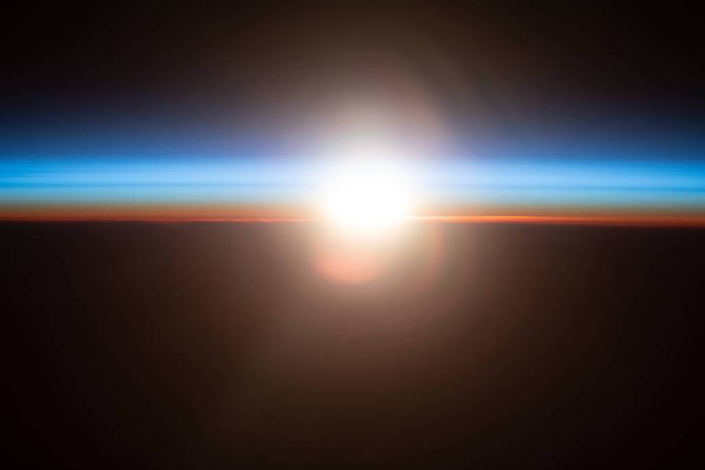 An orbital sunrise above the Pacific Ocean