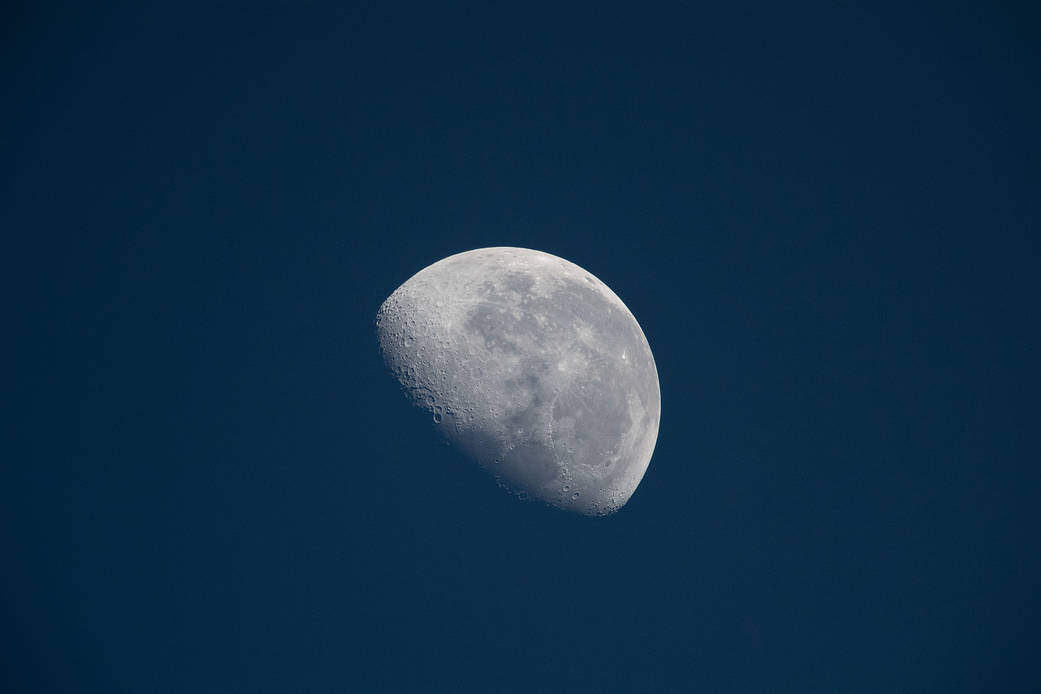 The waning gibbous Moon above the Pacific Ocean