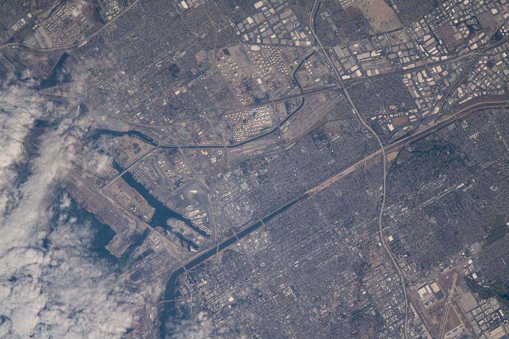 A cloud-covered Terminal Island and Long Beach