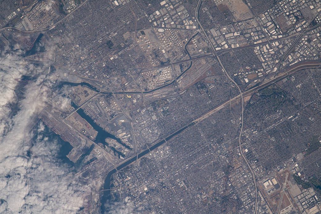 A cloud-covered Terminal Island and Long Beach