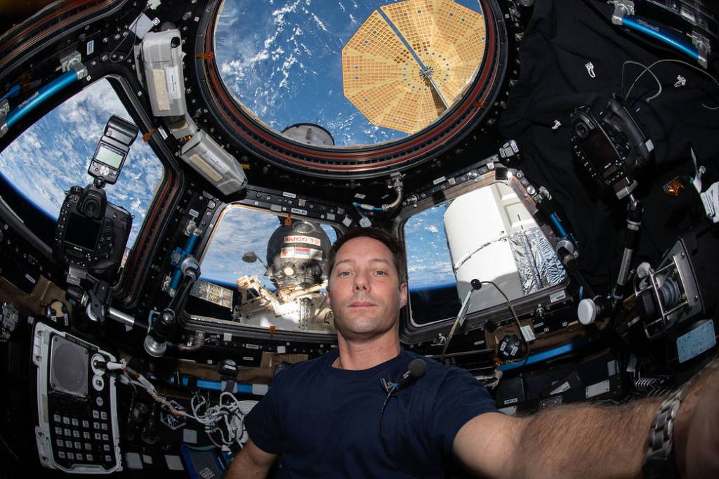 ESA astronaut Thomas Pesquet inside the cupola