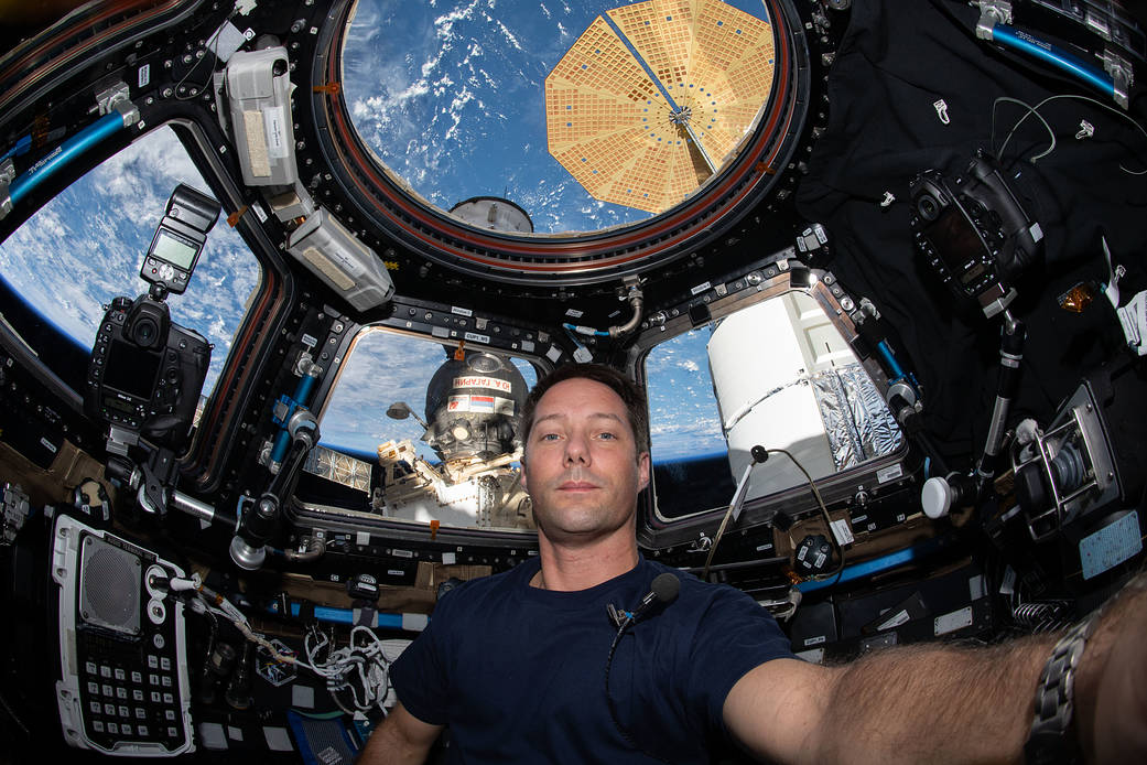ESA astronaut Thomas Pesquet inside the cupola