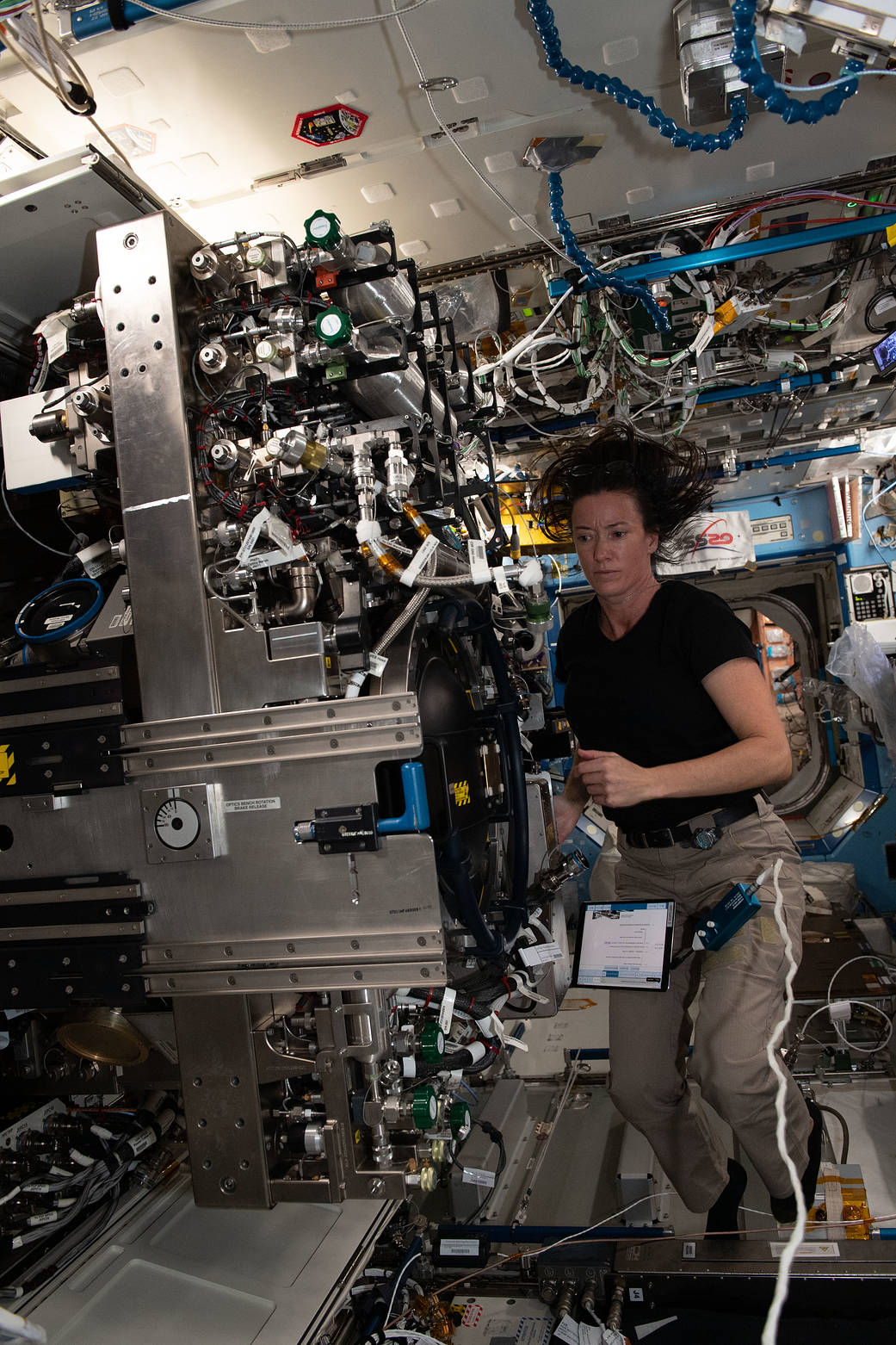 Astronaut Megan McArthur works on the Combustion Integrated Rack