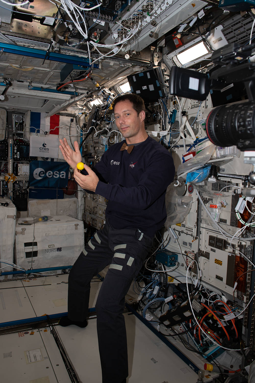 Flight Engineer Thomas Pesquet performs magic tracks