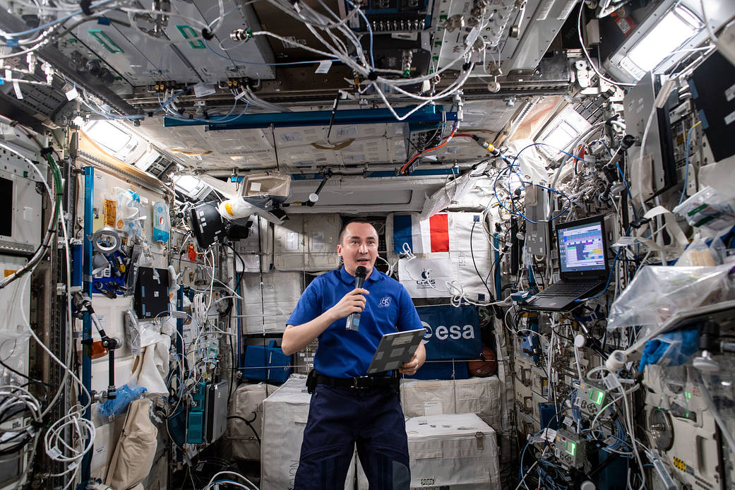 Cosmonaut Pyotr Dubrov takes part in a Russian public affairs event