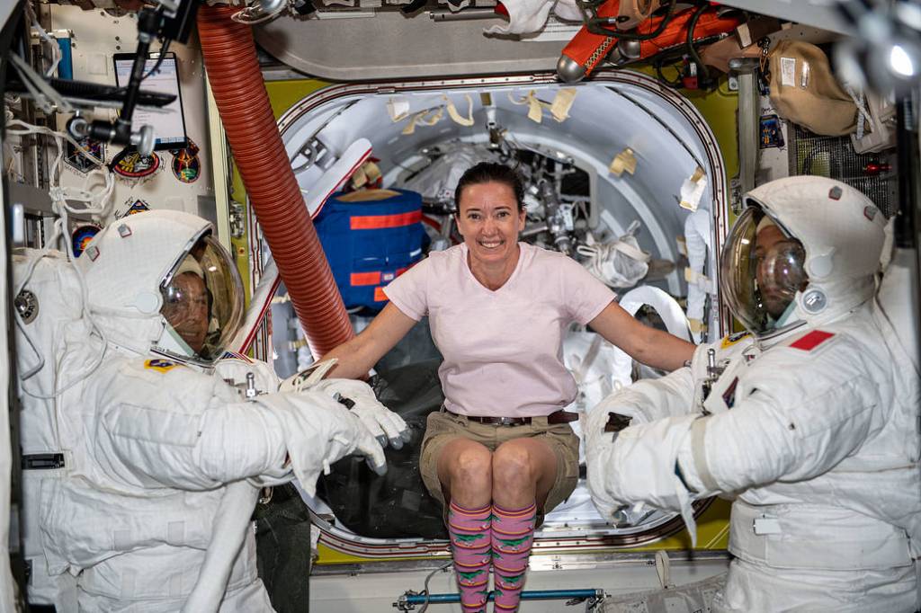 Expedition 65 astronauts test spacesuits
