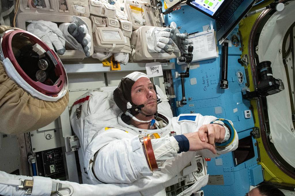 Astronaut Thomas Pesquet is pictured in his U.S. spacesuit