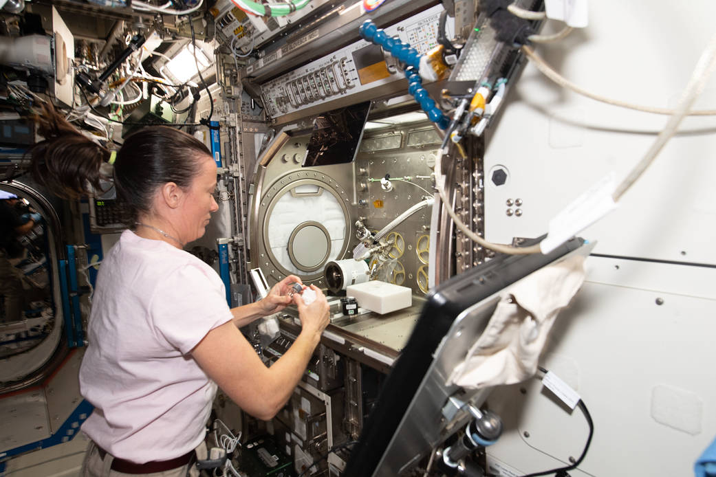 NASA astronaut Megan McArthur conducts pharmaceutical research