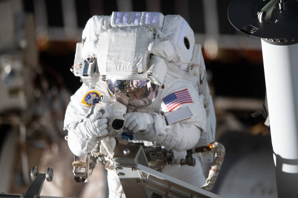 Spacewalker Shane Kimbrough during solar array installation