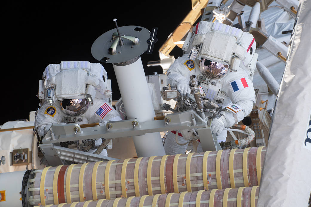 Spacewalkers Shane Kimbrough and Thomas Pesquet