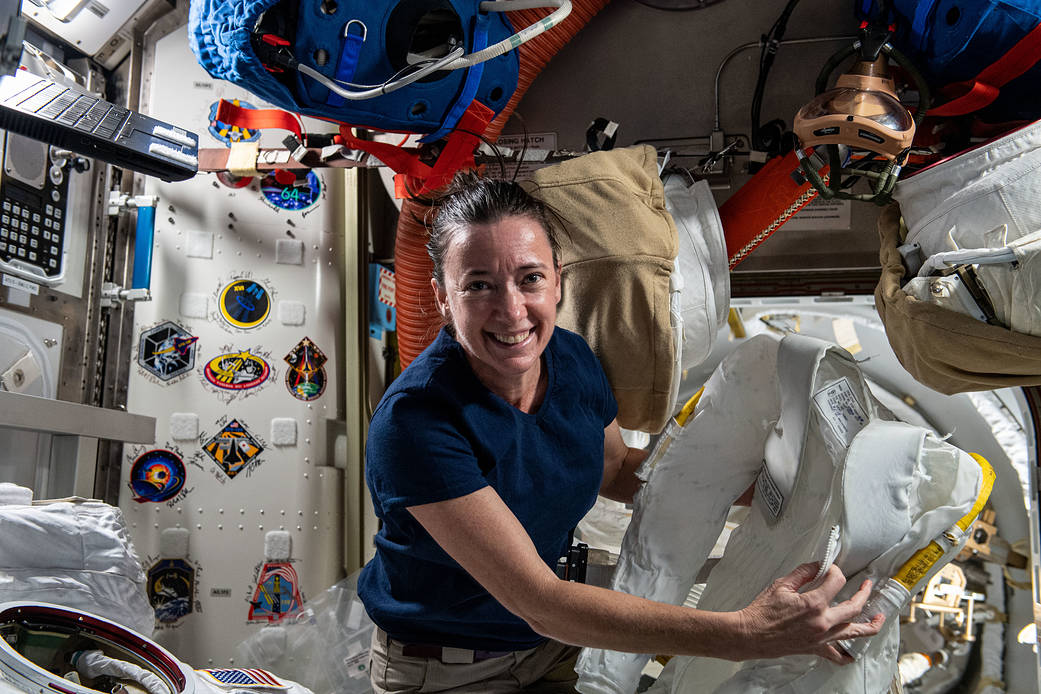 Astronaut Megan McArthur services U.S. spacesuits