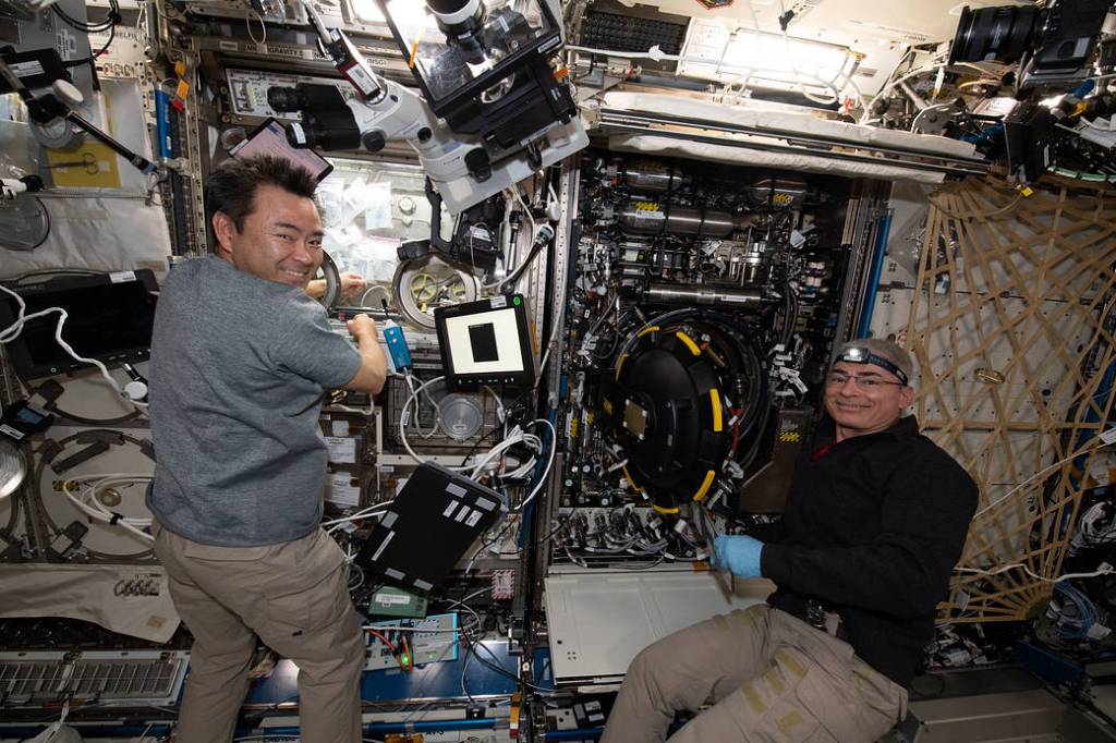 Expedition 65 astronauts Akihiko Hoshide and Mark Vande He