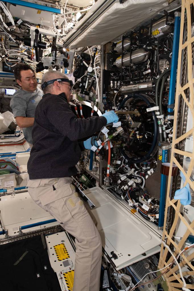 Expedition 65 astronauts Akihiko Hoshide and Mark Vande Hei