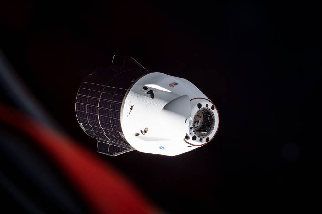 The SpaceX Cargo Dragon resupply ship departs the space station